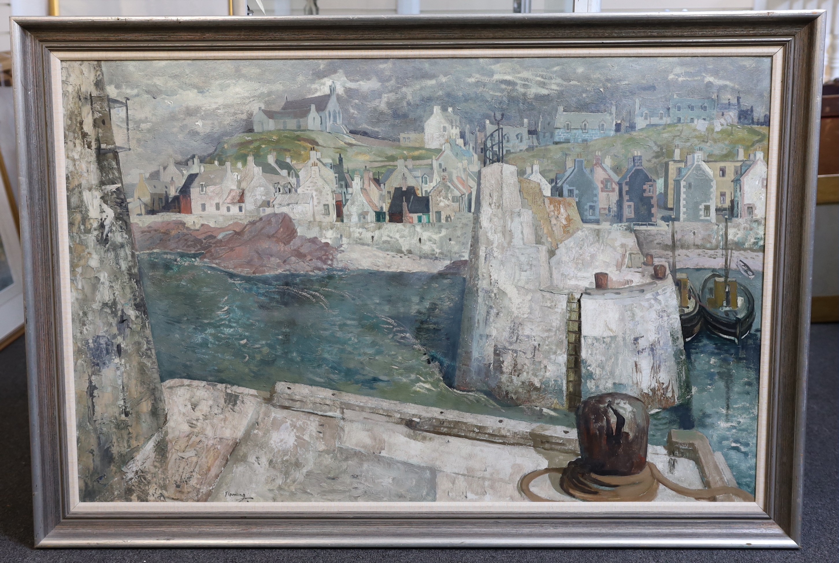 Ian Fleming R.S.A., R.S.W., R.G.I., L.L.D. (1906-1990), 'Findochty', oil on board, 76 x 117cm